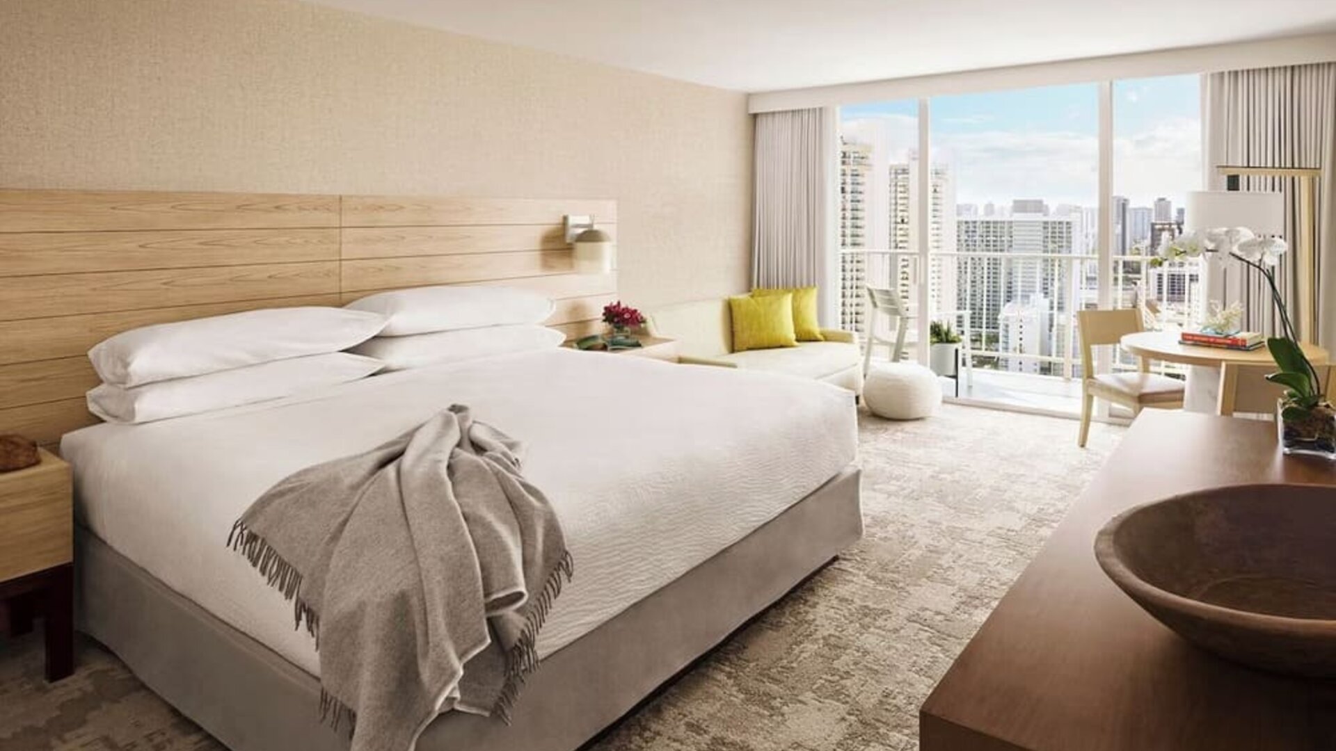 Day use room with balcony at Alohilani Resort Waikiki Beach.