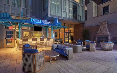 Outdoor bar at Margaritaville Resort Times Square.