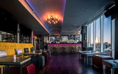 Hotel bar at Wyndham Garden Chinatown NYC.