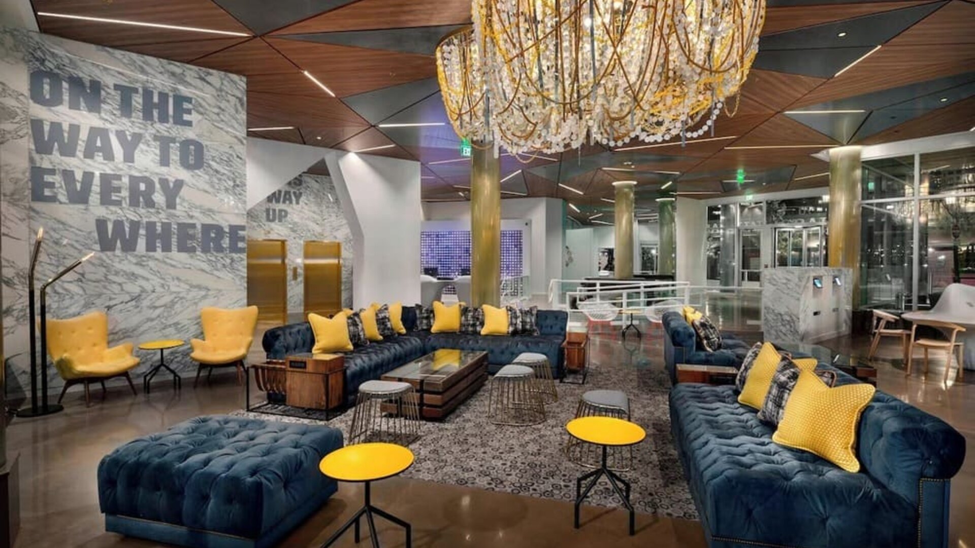 Lobby and coworking lounge at The Envoy Hotel, Autograph Collection.