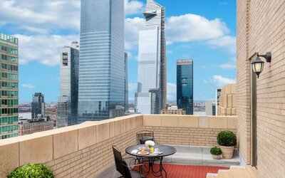 Exquisite view of the city skyline from one of the balconies at The New Yorker Hotel, A Wyndham Hotel.