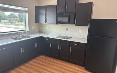 Kitchen area at Palace Inn 290 & Jones Rd.