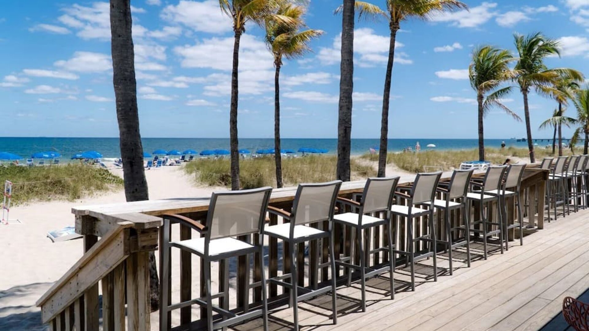 Sun deck with a view of the ocean at Plunge Beach Resort.