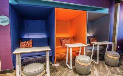 Comfortable and sound-proof workspace cubicles at Tru By Hilton Bowling Green.