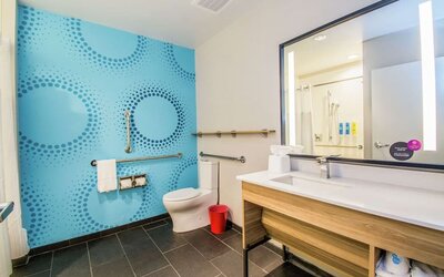Guest bathroom with shower at Tru By Hilton Bowling Green.