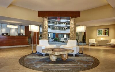 Lobby lounge at Embassy Suites By Hilton San Diego-La Jolla.