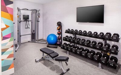 Fully equipped fitness center at Hilton Garden Inn Washington DC Downtown.