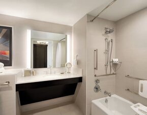 Guest bathroom at Swissotel Chicago.