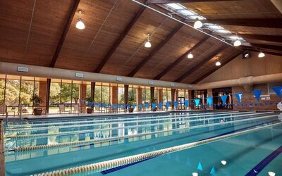 Indoor lap pool available at Hilton Anatole.