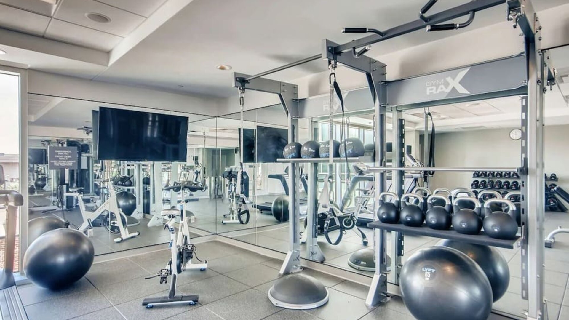 Fitness center at Hilton Garden Inn Denver Union Station.