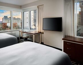 Day use twin room with work desk at Hilton Brooklyn New York.