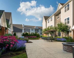 Beautiful outdoor patioat Sonesta ES Suites Fairfax Fair Lakes.