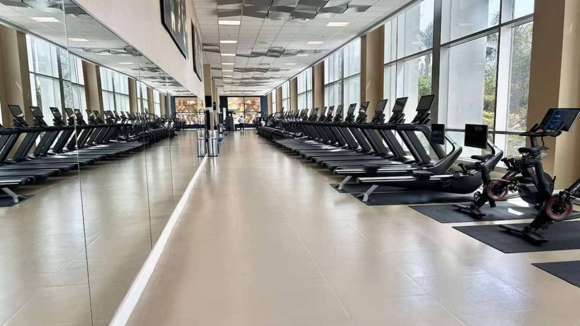Fully equipped fitness center at Hilton Orlando.