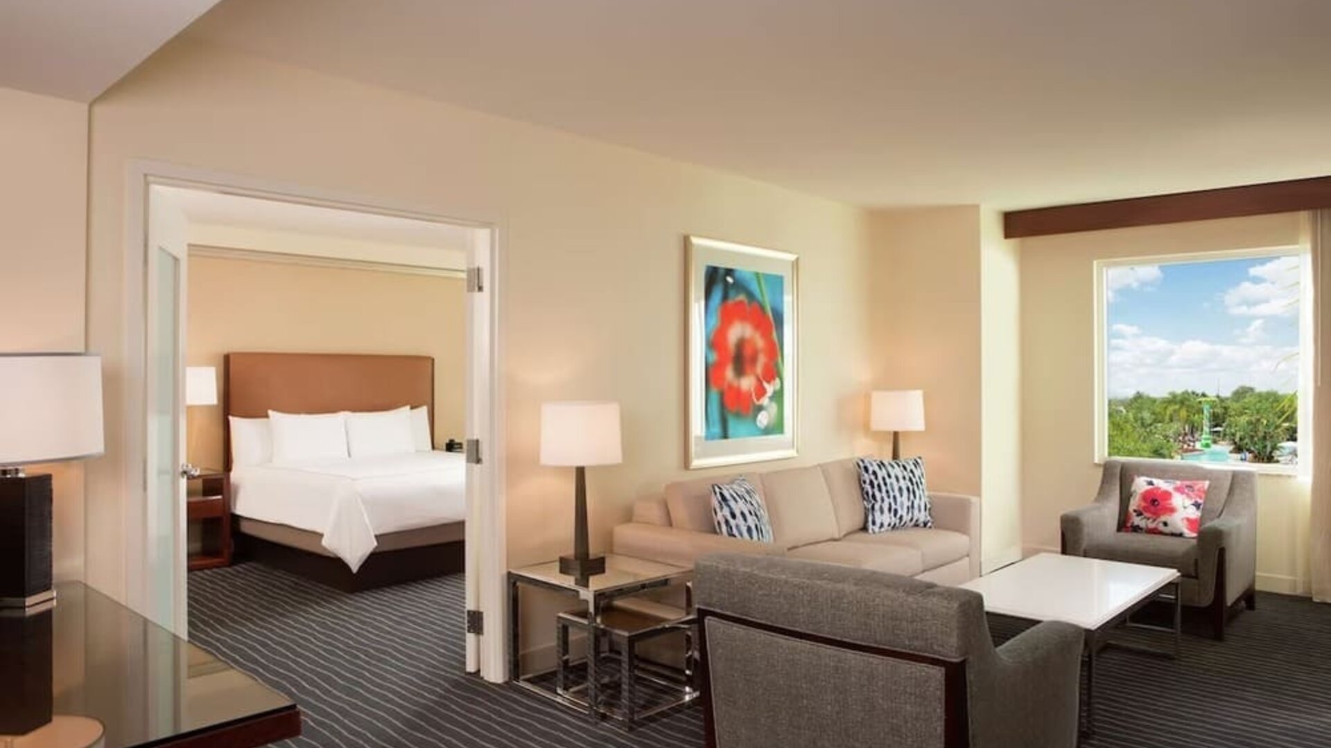 Day use room with living area at Hilton Orlando.