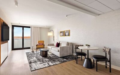 Spacious king room at Hyatt Regency New Brunswick.