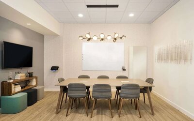Casual meeting room at Sonesta Milwaukee West Wauwatosa.