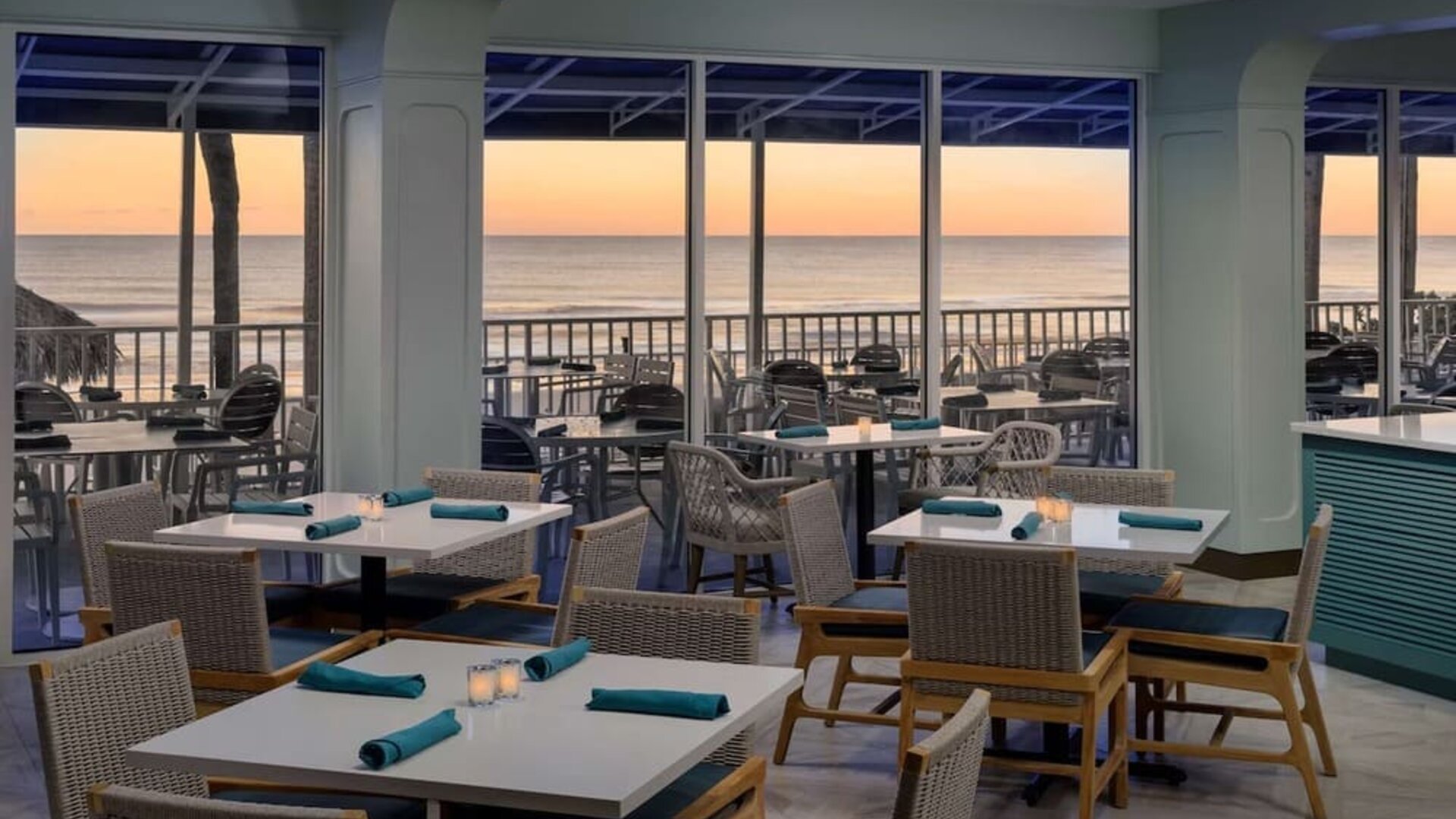 Restaurant area perfect for co-working at DoubleTree Beach Resort By Hilton Tampa Bay - North Redington.