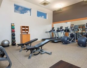 Fitness center at DoubleTree By Hilton Grand Rapids Airport.
