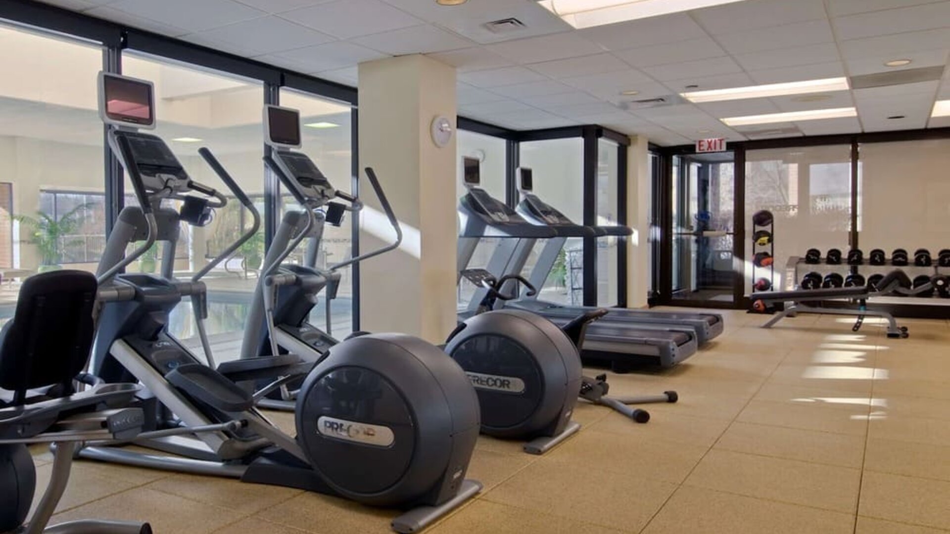 Fitness center at DoubleTree By Hilton Lisle-Naperville.