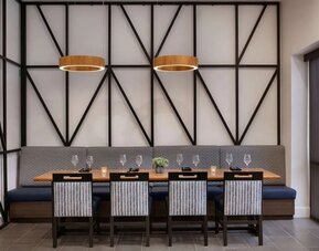 Dining area perfect for coworking at DoubleTree By Hilton Canton Downtown.