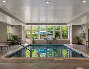Relaxing indoor heated pool at Sonesta ES Suites Parsippany Morris Plains.