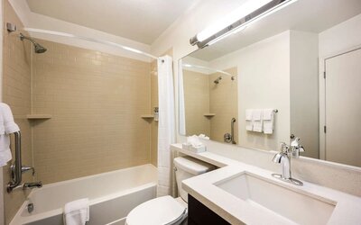Private guest bathroom at Sonesta Simply Suites Pittsburgh Airport