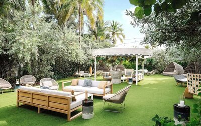 Patio lounge at Nautilus Sonesta Miami Beach.