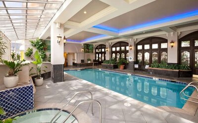Refreshing indoor pool at Embassy Suites By Hilton San Francisco Airport Waterfront.