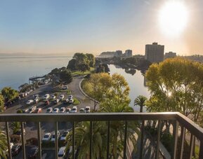 Balcony view at Embassy Suites By Hilton San Francisco Airport Waterfront.