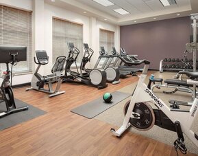 Well-equipped fitness center at Embassy Suites By Hilton Birmingham.