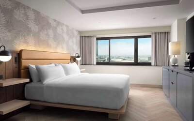 King bed at Sonesta Los Angeles Airport LAX.