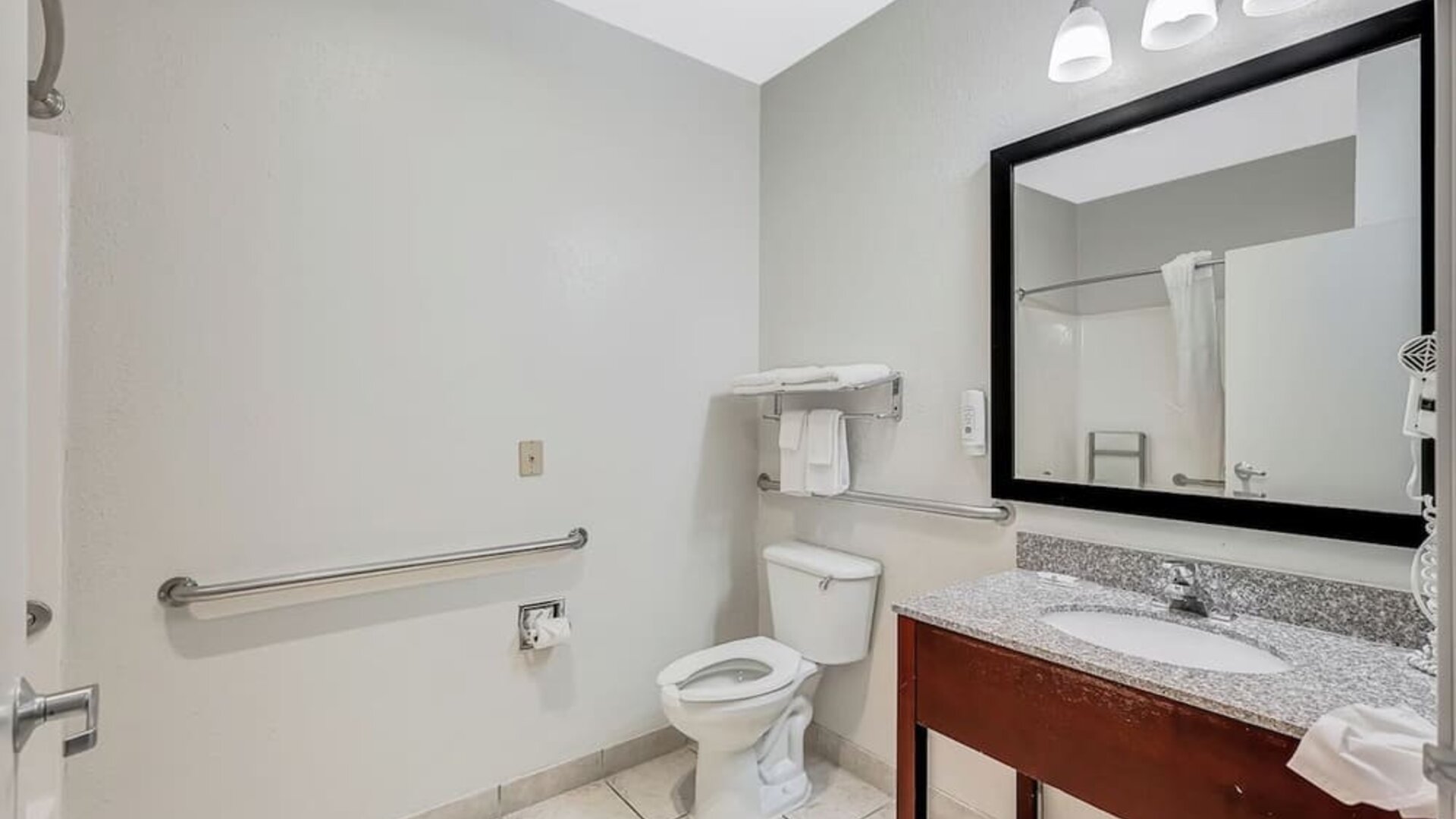 Guest bathroom at Quality Inn & Suites Liberty Lake - Spokane Valley.