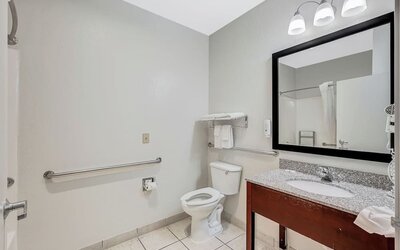Guest bathroom at Quality Inn & Suites Liberty Lake - Spokane Valley.