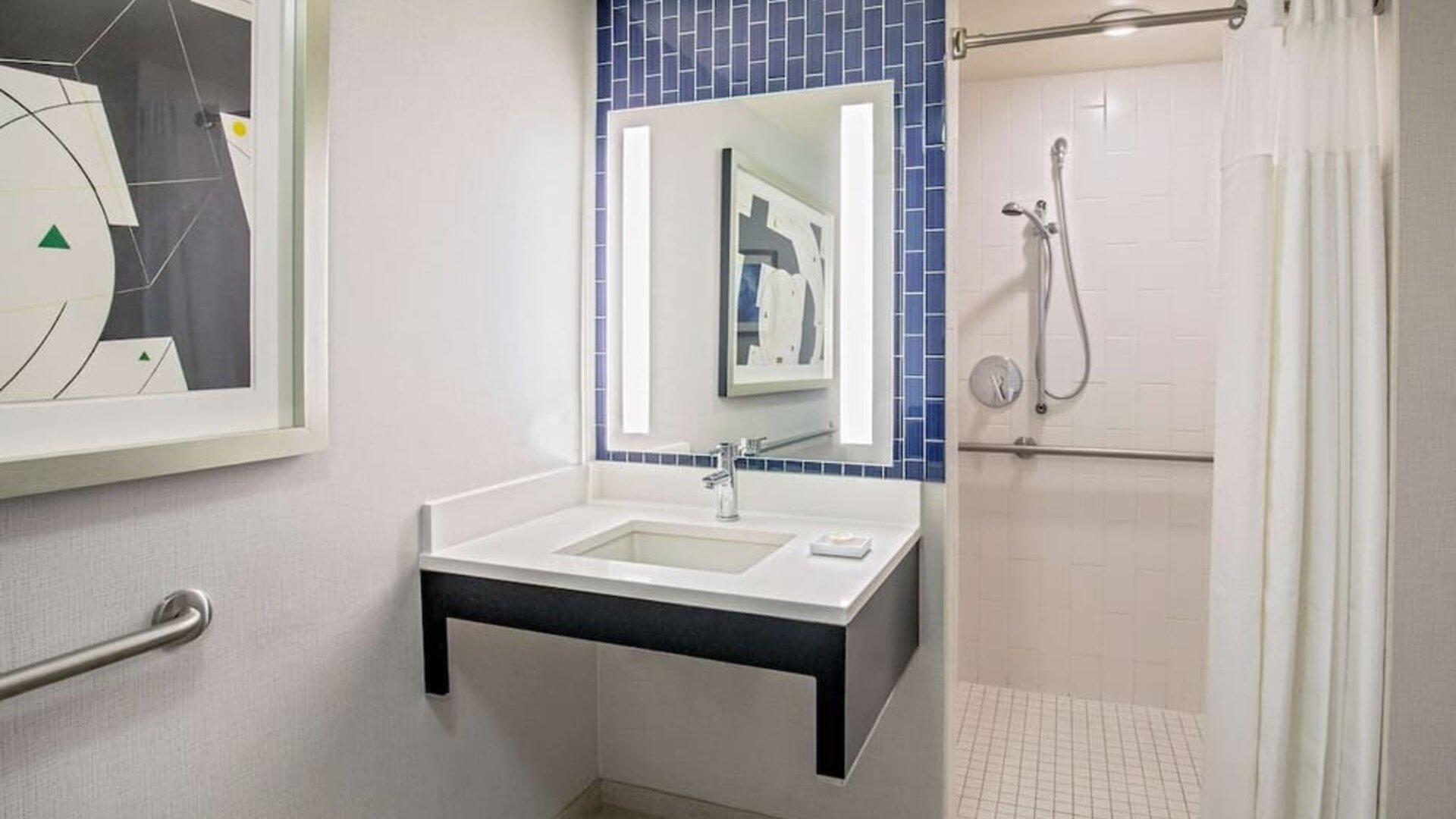 Private guest bathroom with shower at Royal Sonesta Boston.