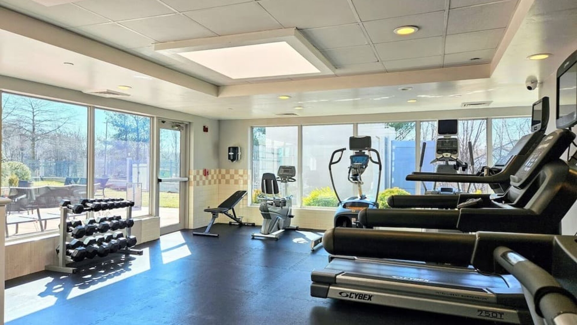 Fully equipped fitness center at Holiday Inn Belcamp - Aberdeen Area.