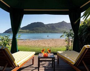 Lounge area near the beach at Royal Sonesta Kaua'i Resort Lihue.