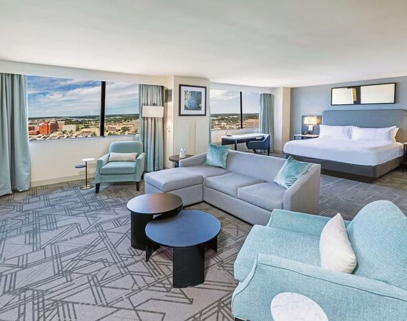 Spacious day use room with living area at DoubleTree By Hilton Tulsa-Downtown.
