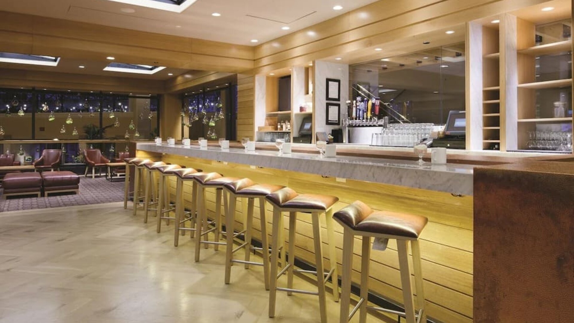 Hotel bar at DoubleTree By Hilton Tulsa-Downtown.

