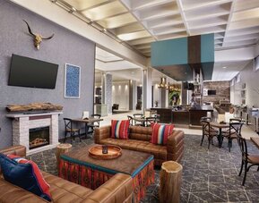 Lobby and coworking lounge at DoubleTree By Hilton Albuquerque.