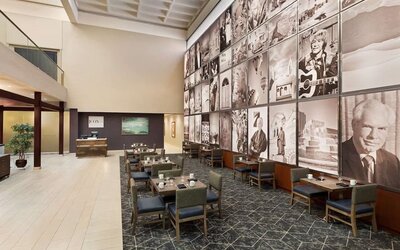 Breakfast area perfect for coworking at DoubleTree By Hilton Albuquerque.