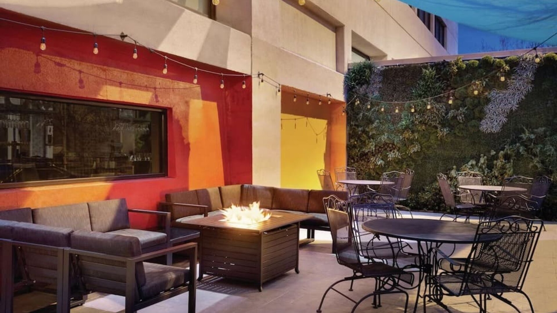 Courtyard with fire pit at DoubleTree By Hilton Albuquerque.