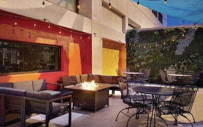 Courtyard with fire pit at DoubleTree By Hilton Albuquerque.