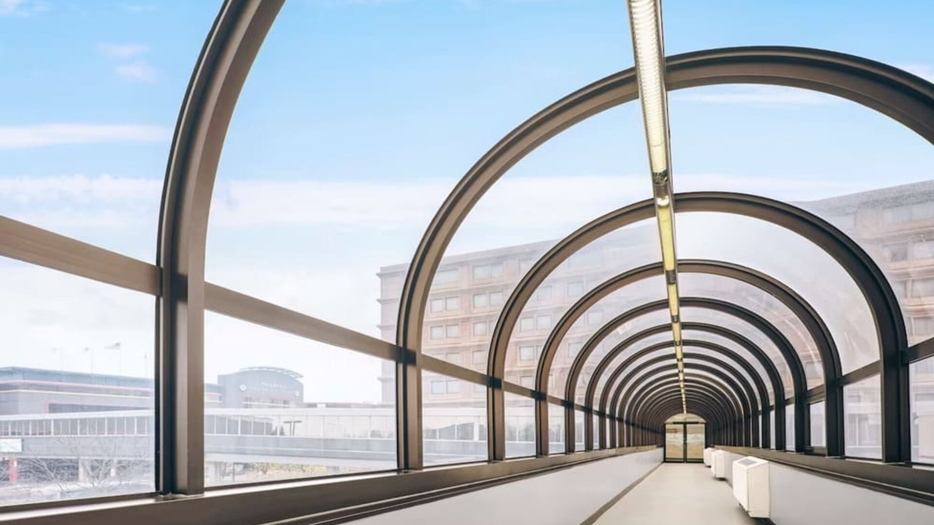 Overpass bridge at Hilton Rosemont/Chicago O'Hare.