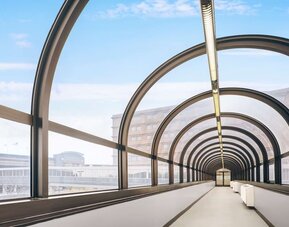Overpass bridge at Hilton Rosemont/Chicago O'Hare.