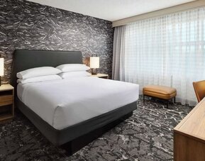 Day use room with work desk and natural light at Embassy Suites By Hilton Hampton Convention Center.