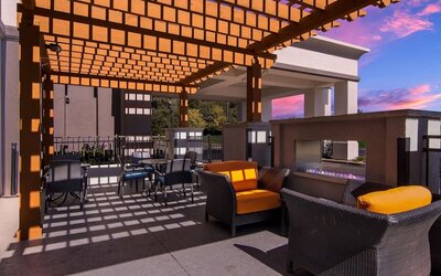 Beautiful outdoor terrace perfect as workspace at Hampton Inn & Suites Schererville.