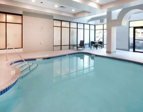 Beautiful indoor pool at Embassy Suites By Hilton Seattle-North-Lynnwood.