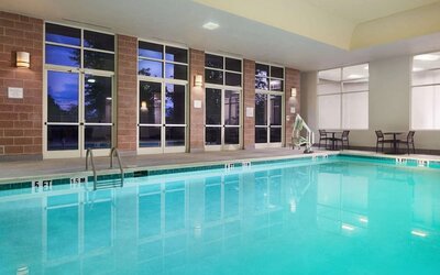 Refreshing indoor pool at Hilton Charlotte Airport.

