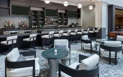 Hotel bar at Hilton Charlotte Airport.
