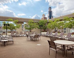 Sun beds perfect for coworking at Hilton Chicago.